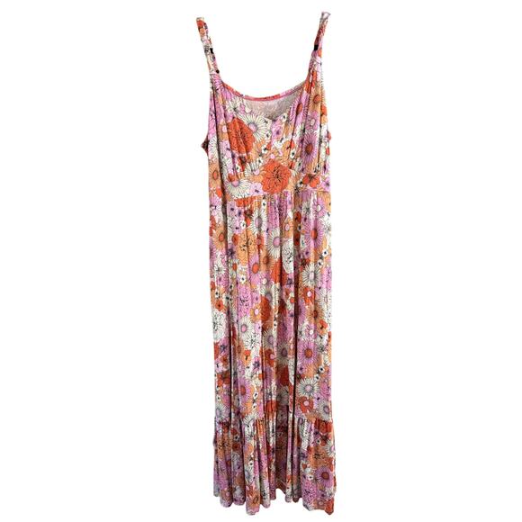 Torrid Women's Plus Size Pink & Orange Floral Maxi Dress Size 4 4X Flowers - Picture 2 of 5